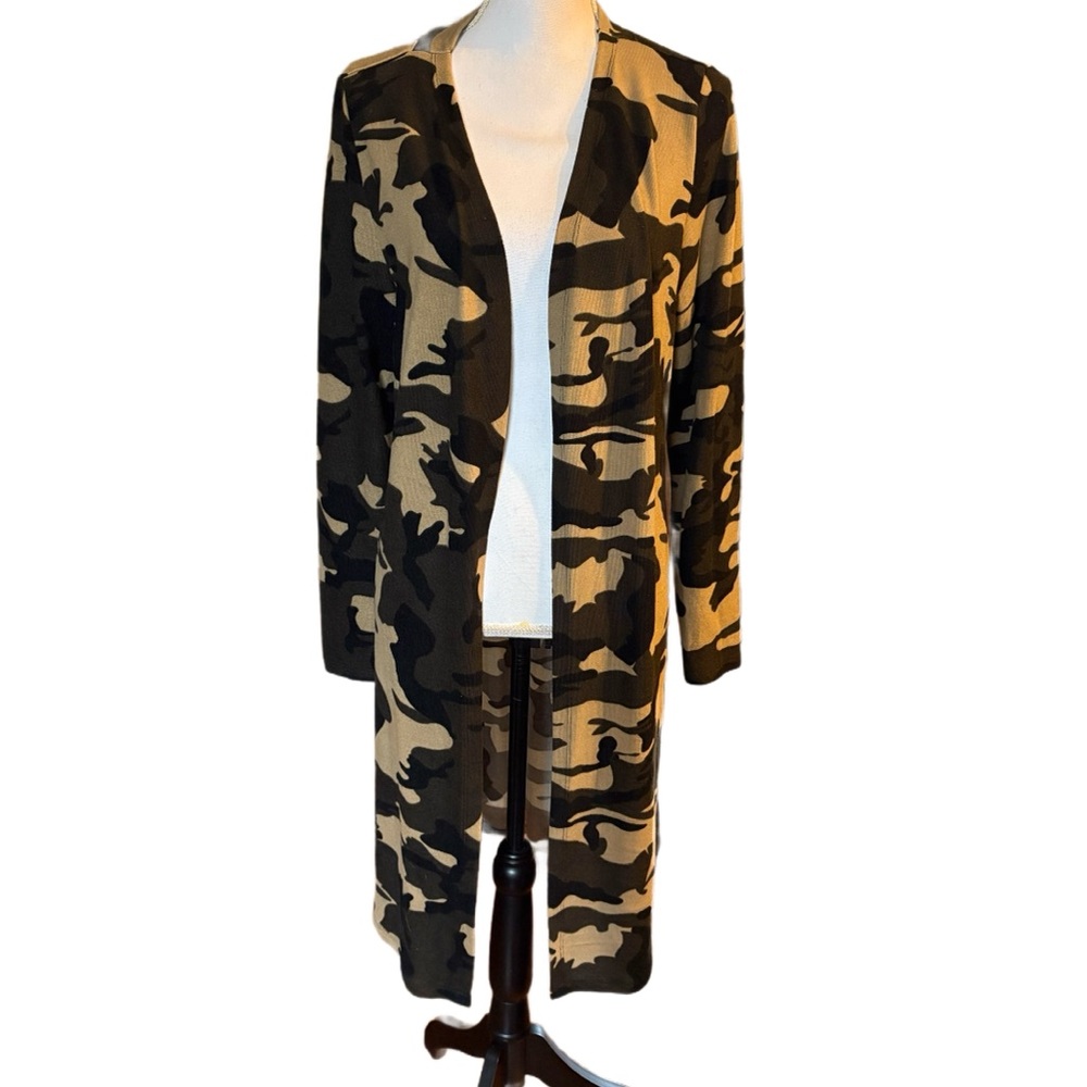 Camo Cardigan.  Black, Camel and Green  Cardigan with Relaxed Silhouette